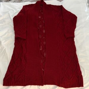 Elegant Red Women's Cardigan Sweater